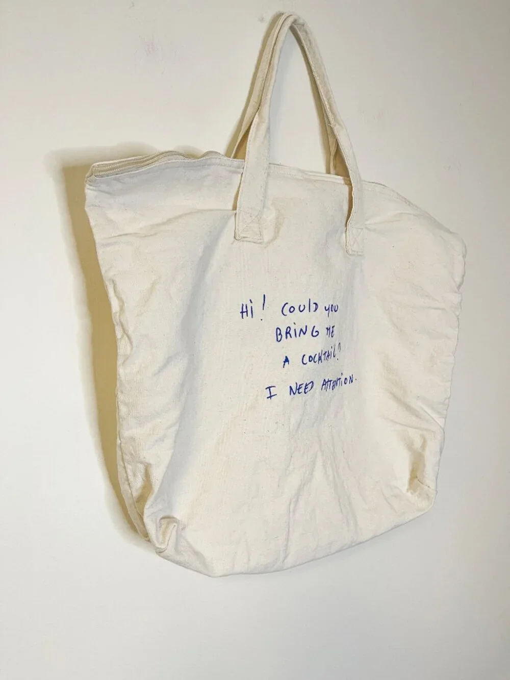 W Hotels x Thomas Lélu Canvas Tote Bag Zip Graphic Quote Weekend Beach Travel
